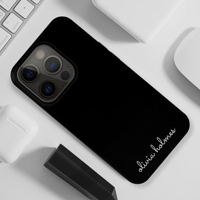 Trendy Monogram | Modern Black Script Name iPhone 15 Pro Hülle (Von Creator hochgeladen)