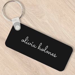 Trendy Monogram | Modern Black Script Name Schlüsselanhänger