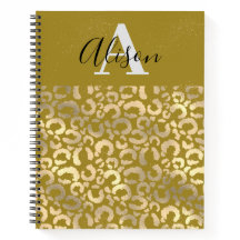 Trendy Monogram Name Gold Glitzer Leopard Animal