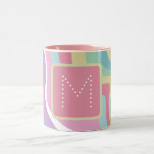 Trendy Monogram Retro Pattern Zweifarbige Tasse