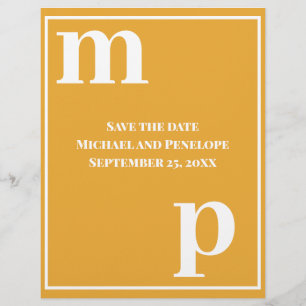 Trendy Monogram Ringelblume Budget Save the Date Flyer
