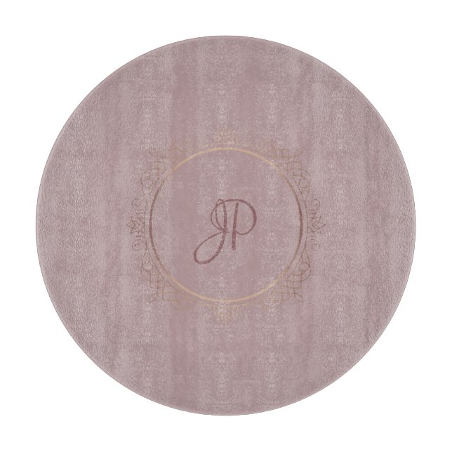 Trendy Monogram Rose Gold Elegante Vorlage Schneidebrett (Vorderseite)