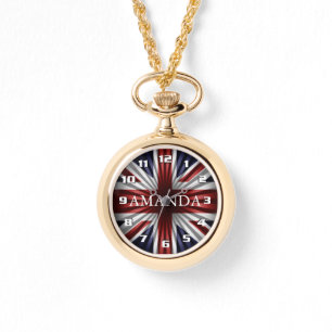 Trendy Monogram Sonnenstrahlen Union Jack Armbanduhr
