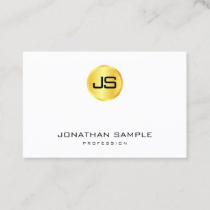 Trendy Monogram Template Gold Look White Modern Visitenkarte