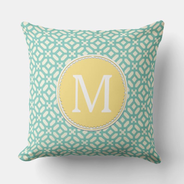 Trendy Monogram Throw Pillows Kissen Für Draußen (Vorderseite)