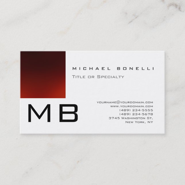 Trendy Monogram White Strip Business Card Visitenkarte (Vorderseite)