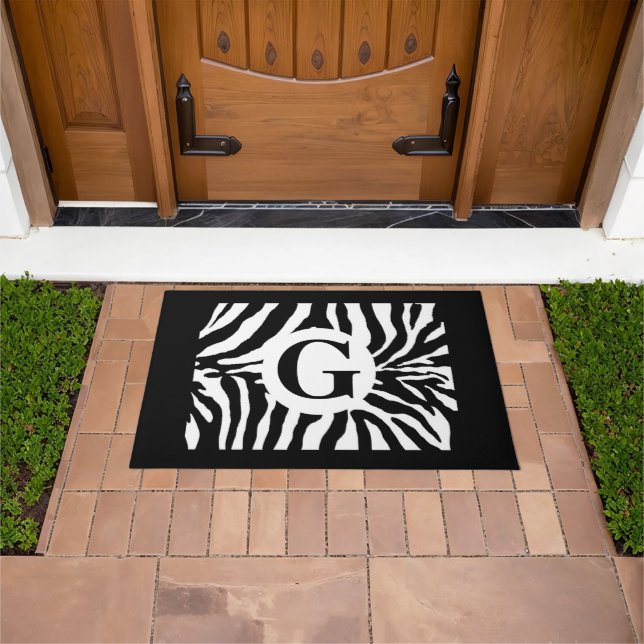 Trendy Monogram Zebra Print Door Mat Fußmatte (Außenbereich)