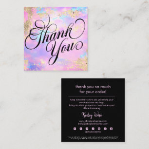 Trendy Mordern Pink Opal & Gold Vielen Dank Quadratische Visitenkarte