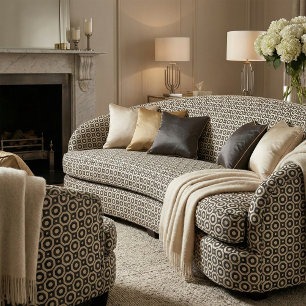 Trendy Mosaic Black & Beige Geometric Muster Stoff