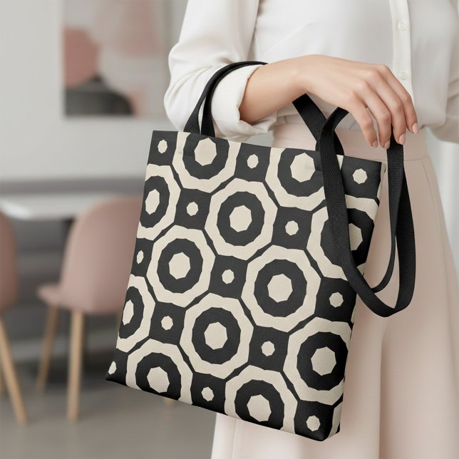 Trendy Mosaic Black & Beige Geometric Muster Tasche (Von Creator hochgeladen)