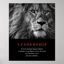 Trendy Motivational Leadership Lion Black & White