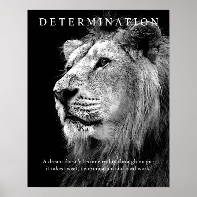 Trendy Motivierend Entschlossenheit Lion Artwork Poster (Vorne)