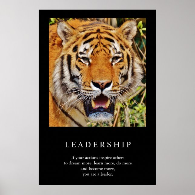 Trendy Motivierend Leadership Tiger Poster (Vorne)