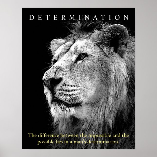 Trendy Motivierend Lion Entschlossenheit Poster (Vorne)