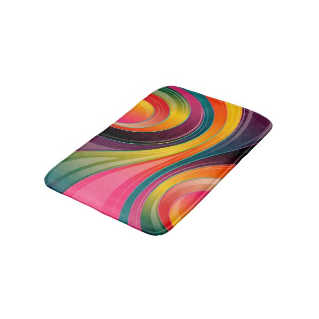 Trendy multi Farbabstrakter Whirl-Entwurf Badematte (Schrägansicht)