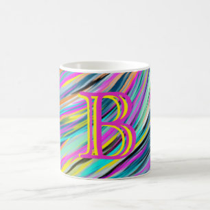 Trendy Multicolor Neon Psychedelic Monogram Kaffeetasse