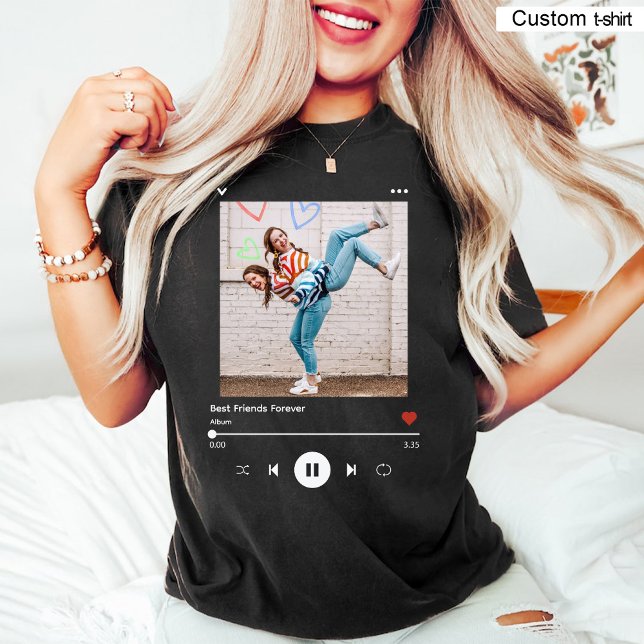 Trendy Music Bestie Foto & Name Bester Freund Schw T-Shirt (Trendy Music Bestie Photo & Name Best Friend Black T-Shirt)