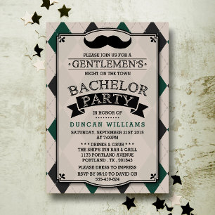 Trendy Mustache Bachelor Party Einladungen