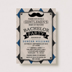 Trendy Mustache Bachelor Party Einladungen