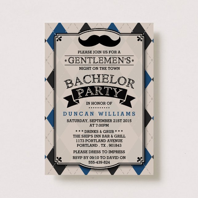 Trendy Mustache Bachelor Party Einladungen (Von Creator hochgeladen)
