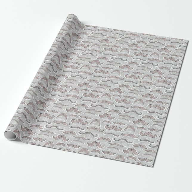 Trendy Mustache Pattern Geschenkpapier (Ungerollt)