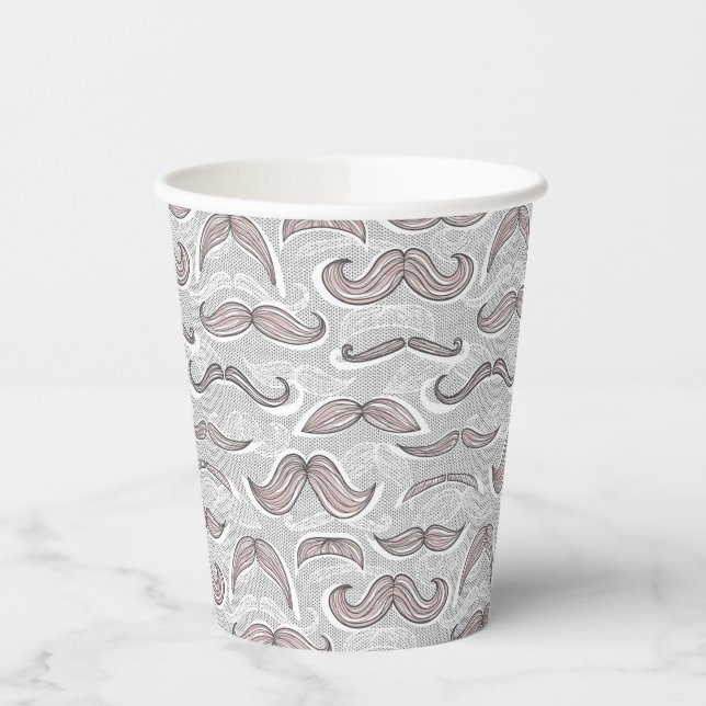 Trendy Mustache Pattern Pappbecher (Links)