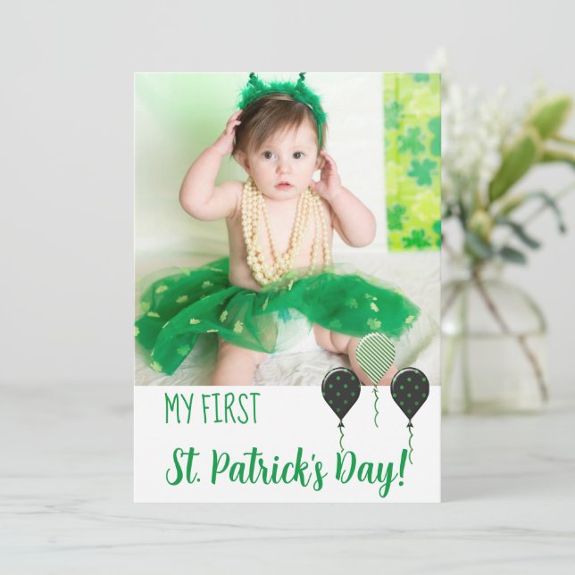 Trendy My First St. Patrick Day Announcement Photo Karte (Stehend Vorderseite)