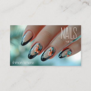Trendy Nail Floral Art Manicurist Visitenkarte