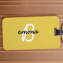 Trendy Name | Senf Yellow Modern Initial Gepäckanhänger