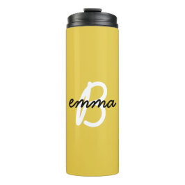 Trendy Name | Senf Yellow Modern Initial Thermosbecher