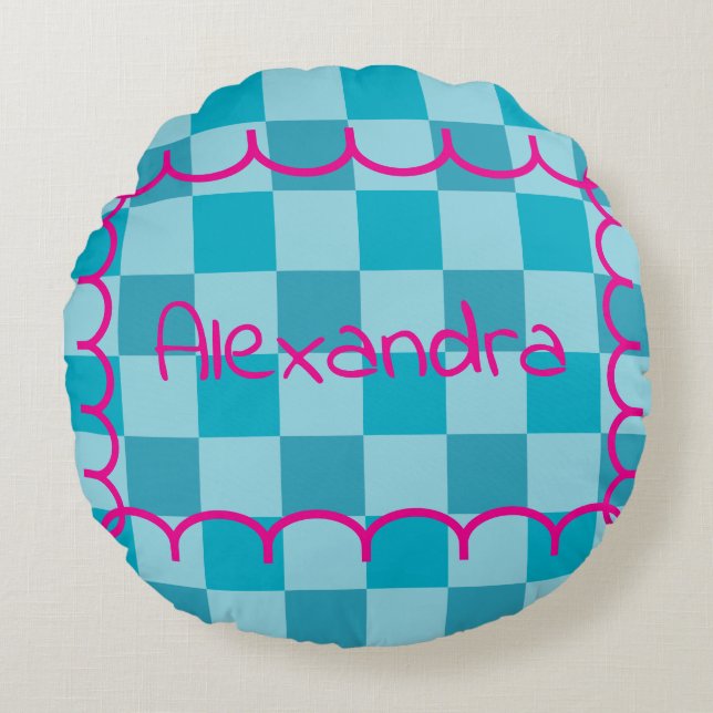 Trendy Name Template Sticker Rundes Kissen (Vorderseite)