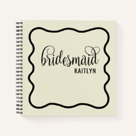 Trendy Natural und Black Retro Bridesmaid Notizbuch