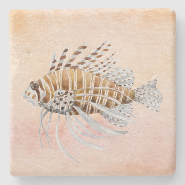 Trendy nautical cute fish summer  steinuntersetzer (Vorderseite)