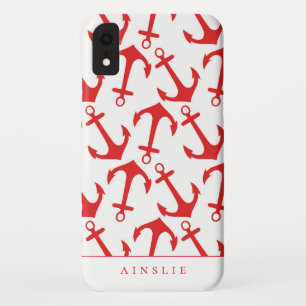 Trendy Nautical Red Anchor Pattern Case-Mate iPhone Hülle