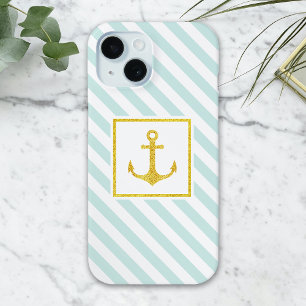 Trendy Nautical Stripes Imitate Glitzer Anchor Case-Mate iPhone Hülle