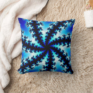 Trendy Navy Blau und Weiß Fraktal Kissen