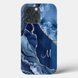 Trendy Navy Blue Agate Marble Geode Glitzer Case-Mate iPhone Hülle