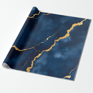 Trendy Navy Blue Gold Marble Collection Geschenkpapier