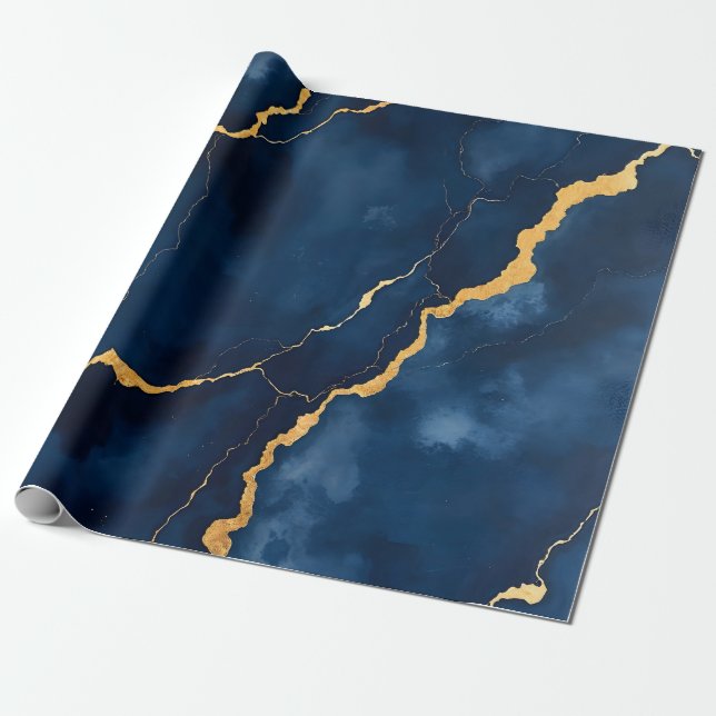 Trendy Navy Blue Gold Marble Collection Geschenkpapier (Ungerollt)