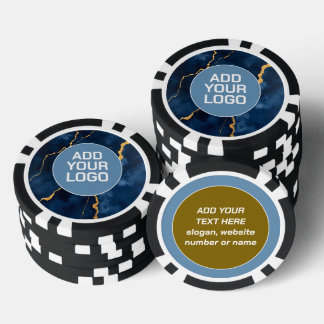 Trendy Navy Blue Gold Marble Collection Pokerchips