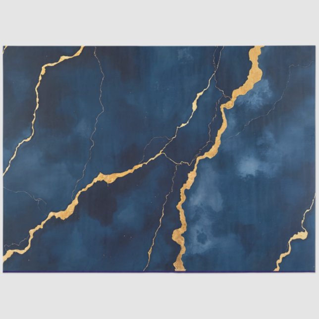 Trendy Navy Blue Gold Marble Collection Seidenpapier (Vorderseite)