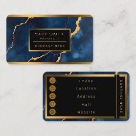 Trendy Navy Blue Gold Marble Collection Visitenkarte
