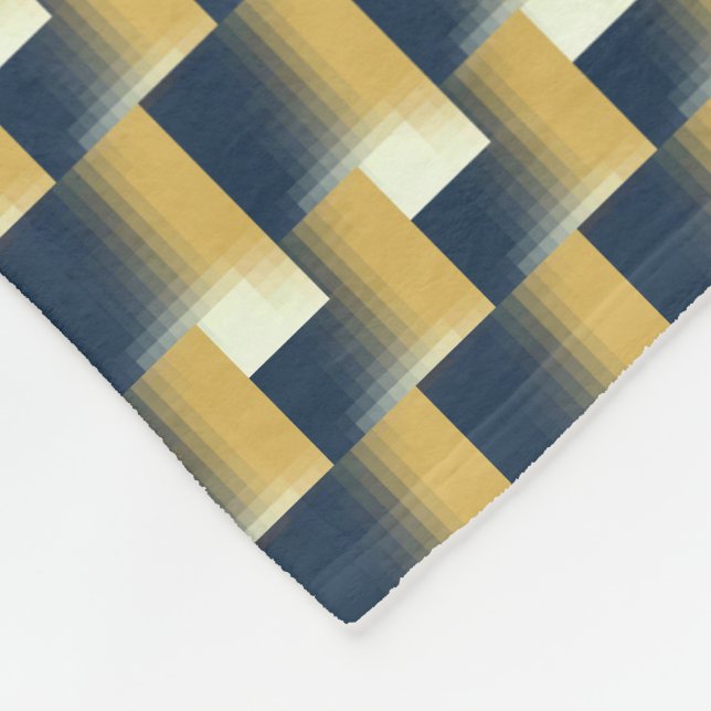 Trendy Navy Blue Mustard Yellow Stilmuster Fleecedecke (Ecke)