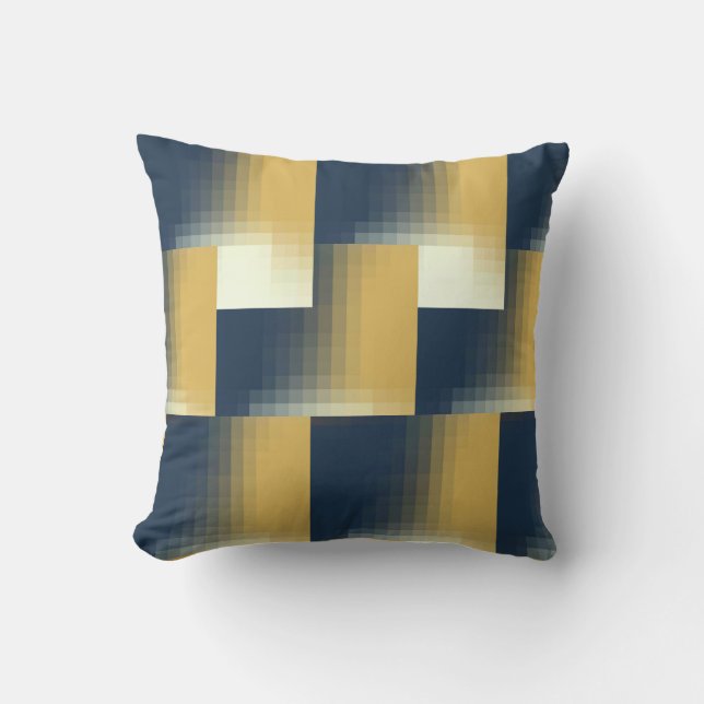 Trendy Navy Blue Mustard Yellow Stilmuster Kissen (Vorderseite)