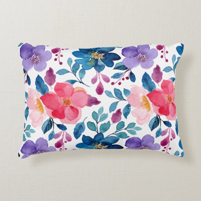 Trendy Navy Blush Pink Lila Muster Dekokissen (Vorderseite)