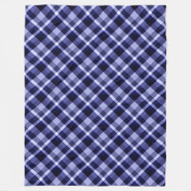 Trendy Navy Kariert Print Large Fleece Blanket