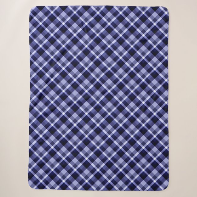 Trendy Navy Kariert Print Large Sherpa Blanket Sherpadecke (Vorderseite)