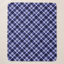 Trendy Navy Kariert Print Medium Sherpa Blanket Sherpadecke