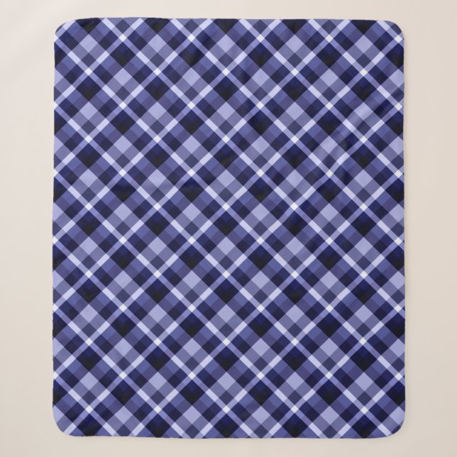 Trendy Navy Kariert Print Medium Sherpa Blanket Sherpadecke (Vorderseite)