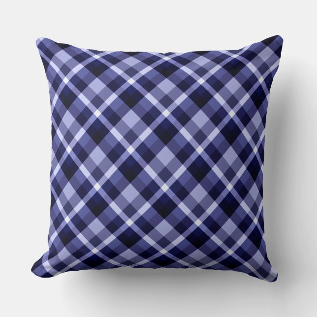 Trendy Navy Kariertes Muster Big Throw Kissen (Vorderseite)